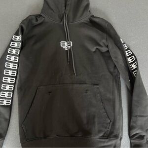 Balenciaga Black Hoodie with White Logos